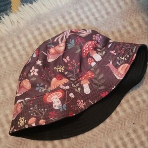 Mushroom And Snail Print Bucket Hat